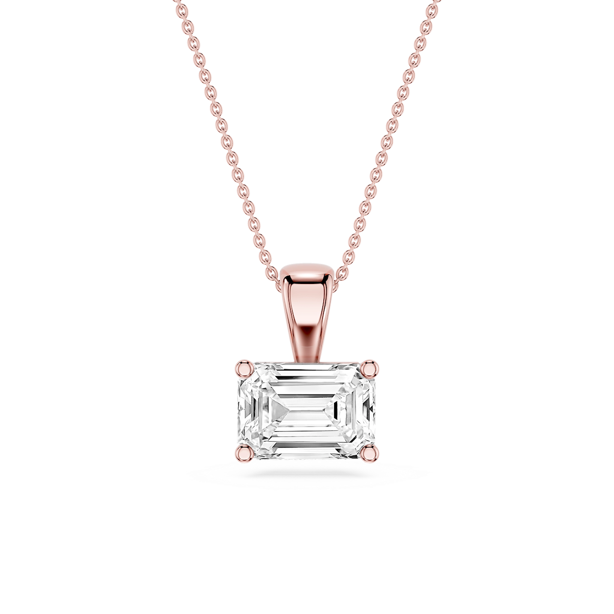 Emerald Lab Grown Diamond 4 Prong East West Bail Pendant - 16 to 18 Inches