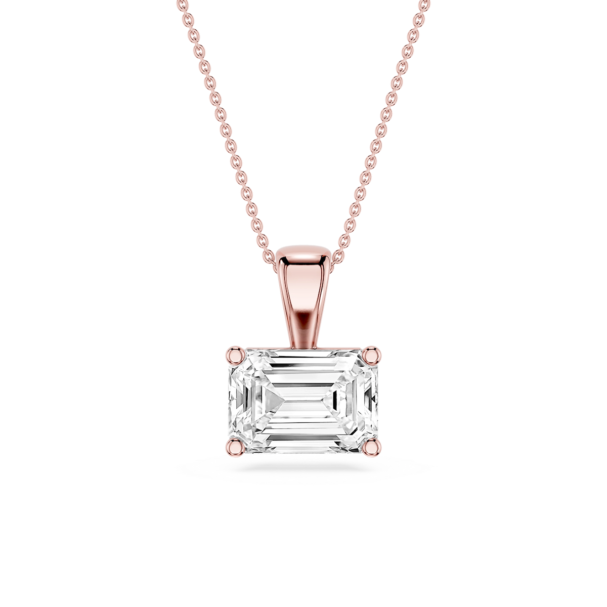 Emerald Lab Grown Diamond 4 Prong East West Bail Pendant - 16 to 18 Inches