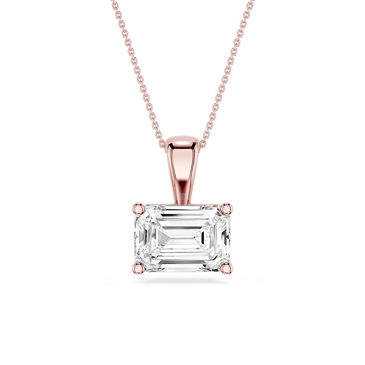 Emerald Lab Grown Diamond 4 Prong East West Bail Pendant - 16 to 18 Inches