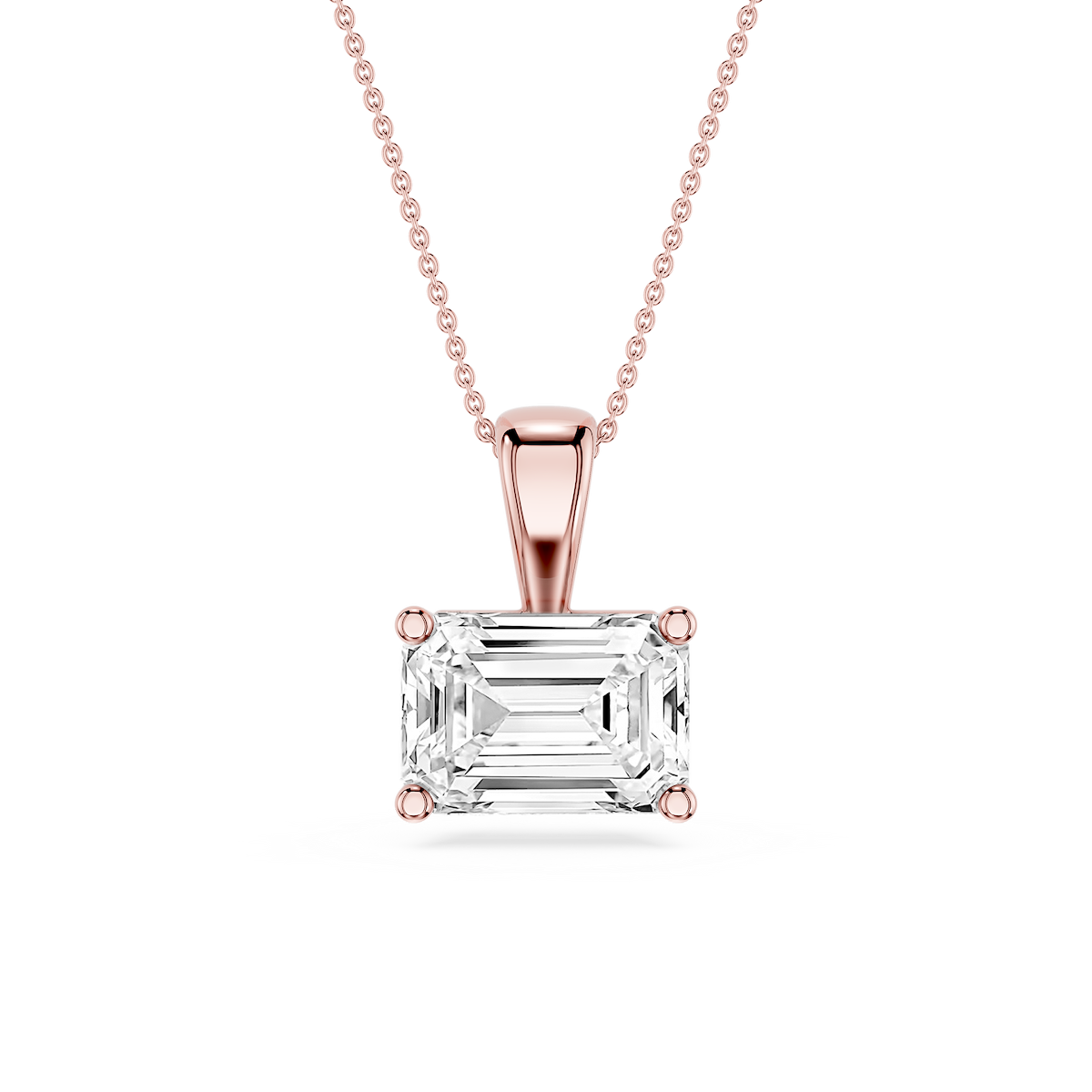 Emerald Lab Grown Diamond 4 Prong East West Pendant - 16 to 18 Inches