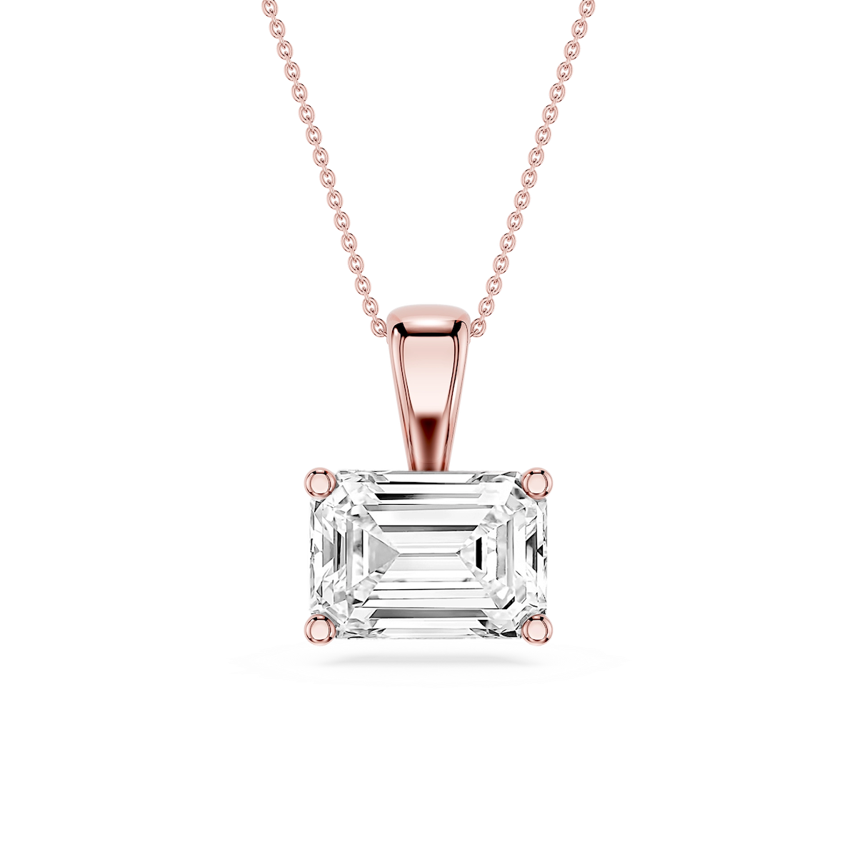 Emerald Lab Grown Diamond 4 Prong East West Bail Pendant - 16 to 18 Inches
