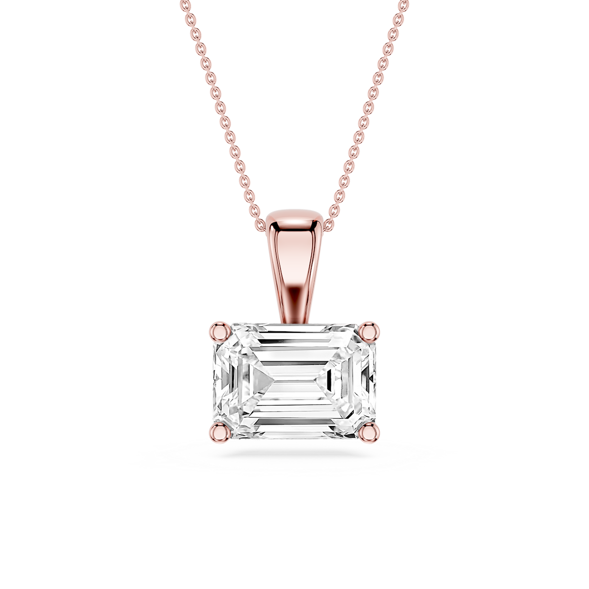 Emerald Lab Grown Diamond 4 Prong East West Pendant - 16 to 18 Inches