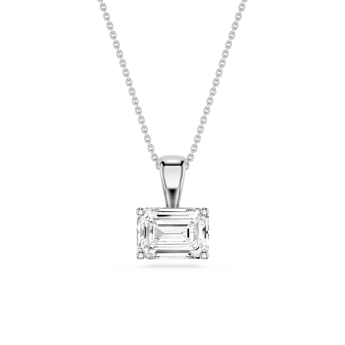 Emerald Lab Grown Diamond 4 Prong East West Bail Pendant - 16 to 18 Inches