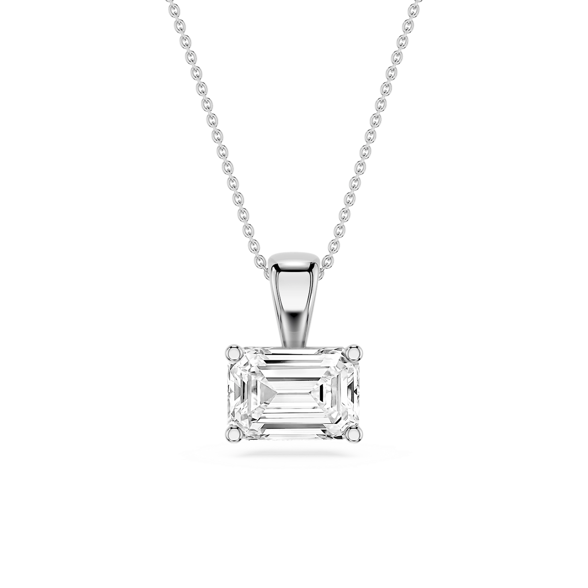 Emerald Lab Grown Diamond 4 Prong East West Bail Pendant - 16 to 18 Inches