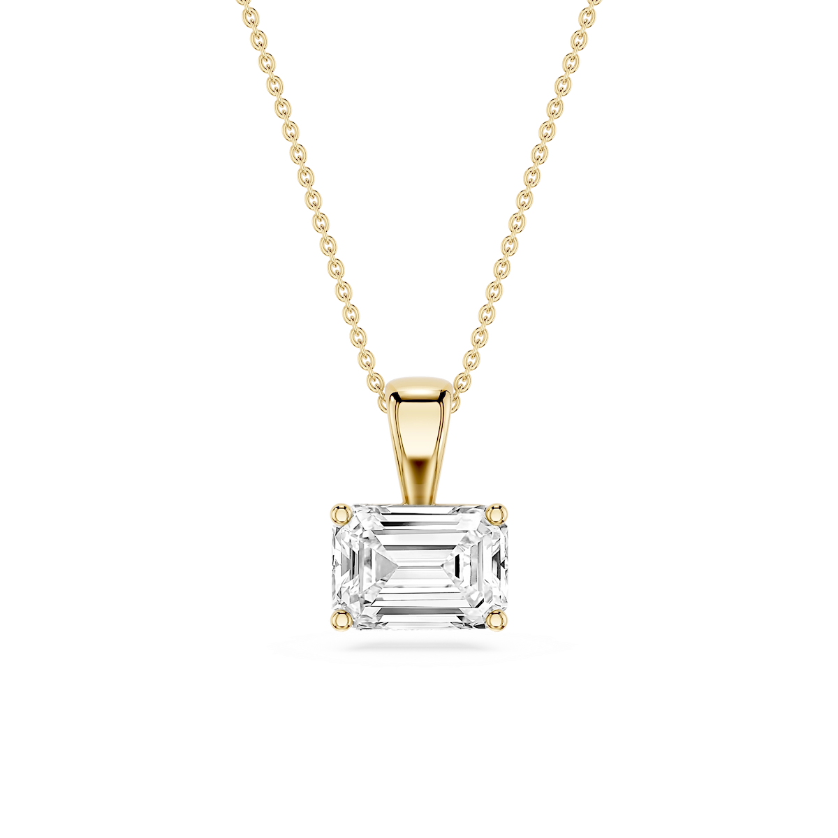 Emerald Lab Grown Diamond 4 Prong East West Bail Pendant - 16 to 18 Inches