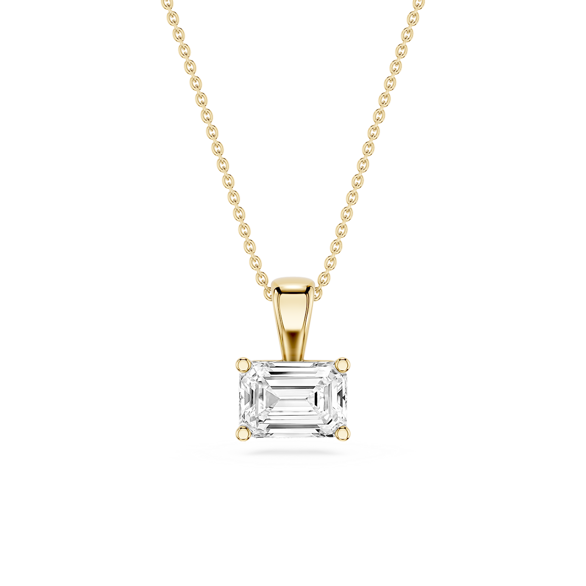 Emerald Lab Grown Diamond 4 Prong East West Pendant - 16 to 18 Inches