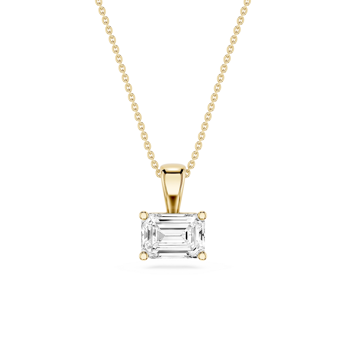 Emerald Lab Grown Diamond 4 Prong East West Bail Pendant - 16 to 18 Inches