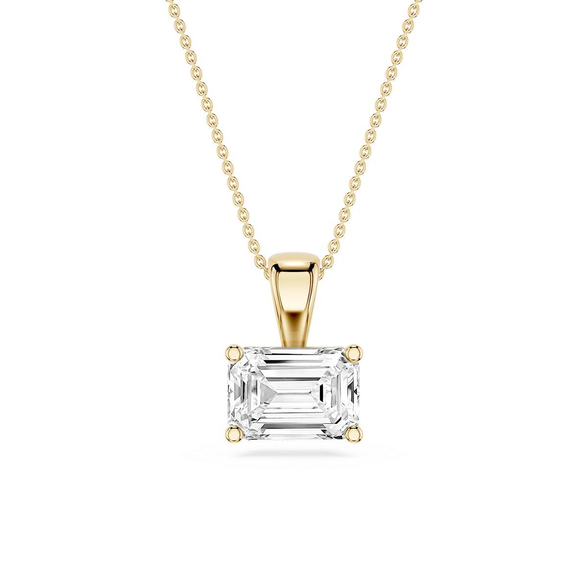Emerald Lab Grown Diamond 4 Prong East West Bail Pendant - 16 to 18 Inches