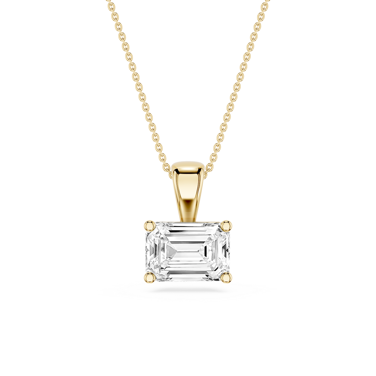 Emerald Lab Grown Diamond 4 Prong East West Pendant - 16 to 18 Inches