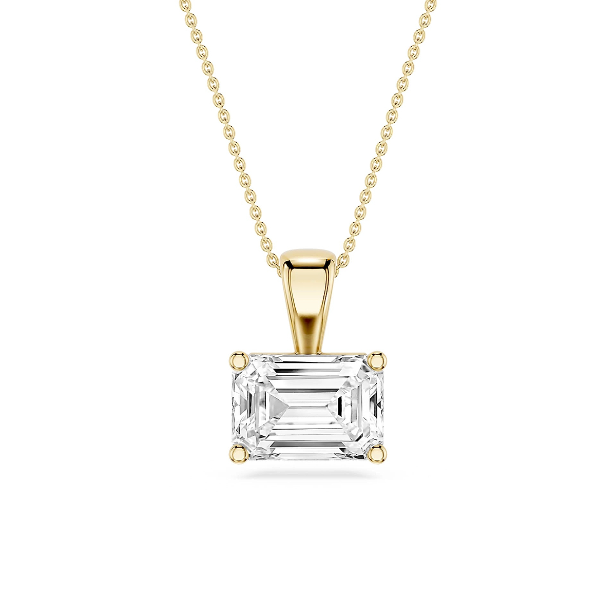 Emerald Lab Grown Diamond 4 Prong East West Bail Pendant - 16 to 18 Inches