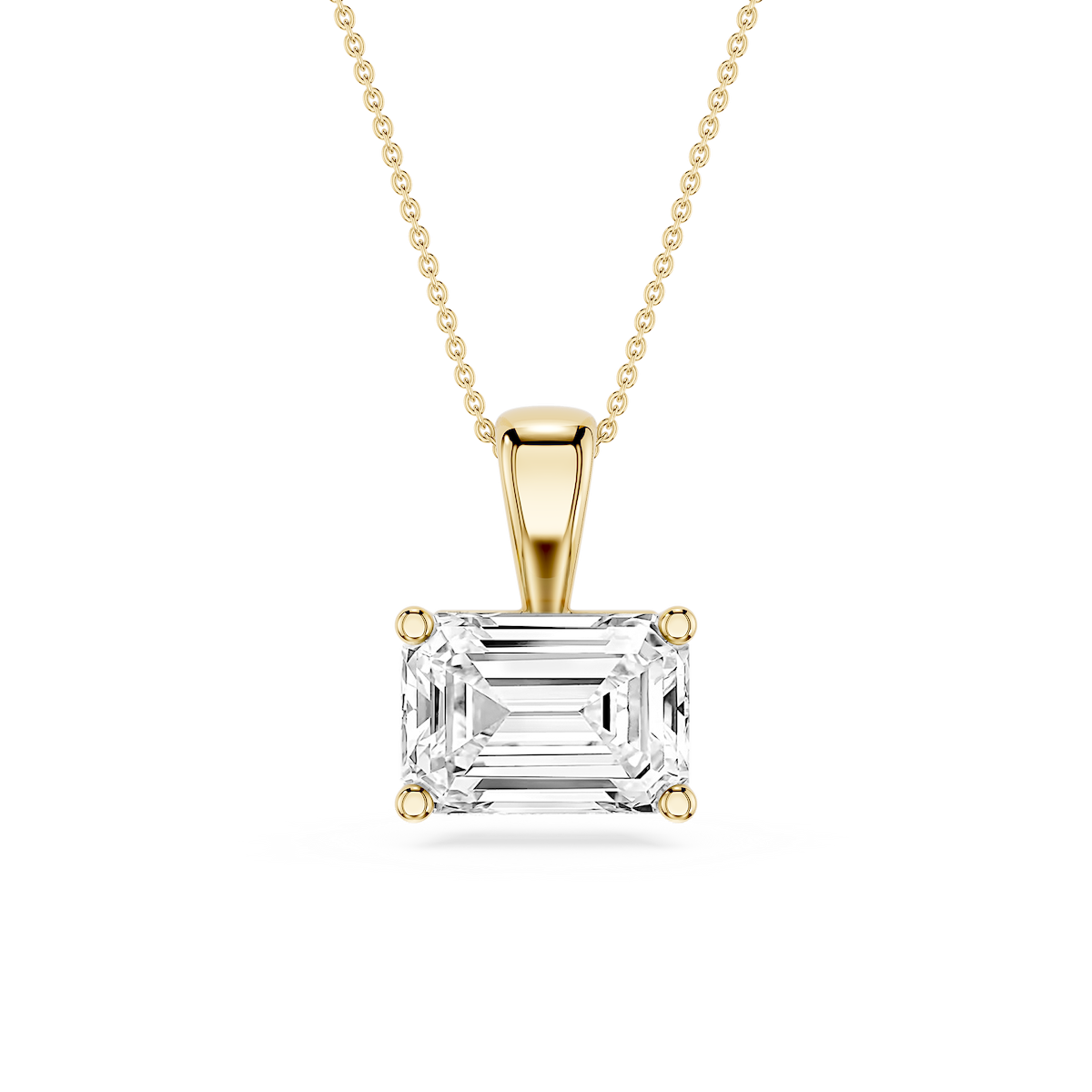 Emerald Lab Grown Diamond 4 Prong East West Pendant - 16 to 18 Inches