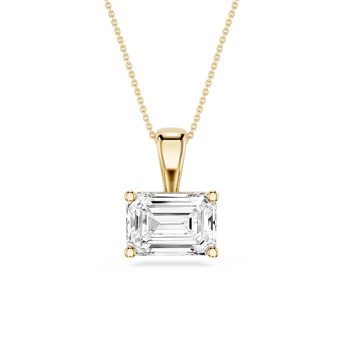 Emerald Lab Grown Diamond 4 Prong East West Bail Pendant - 16 to 18 Inches