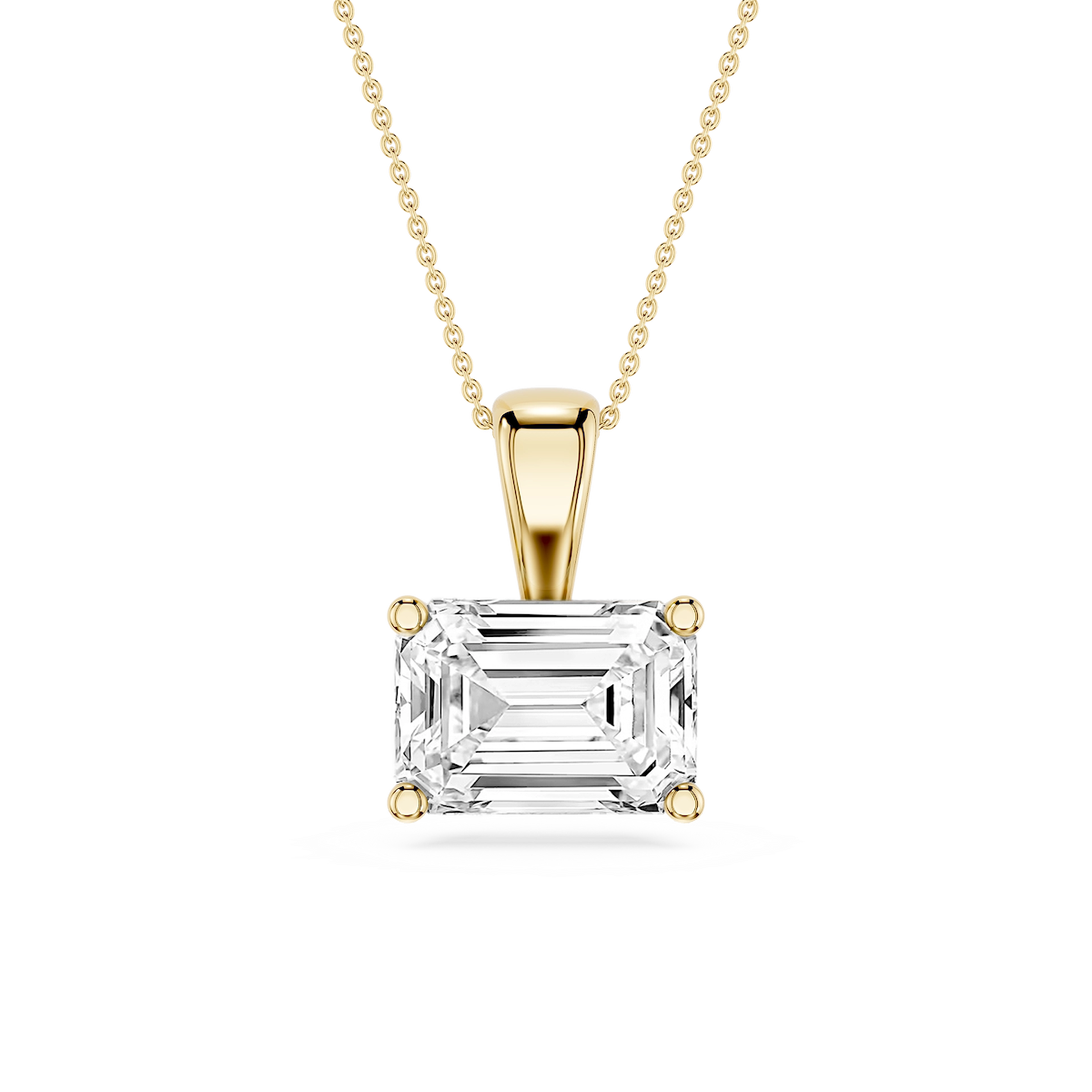 Emerald Lab Grown Diamond 4 Prong East West Bail Pendant - 16 to 18 Inches