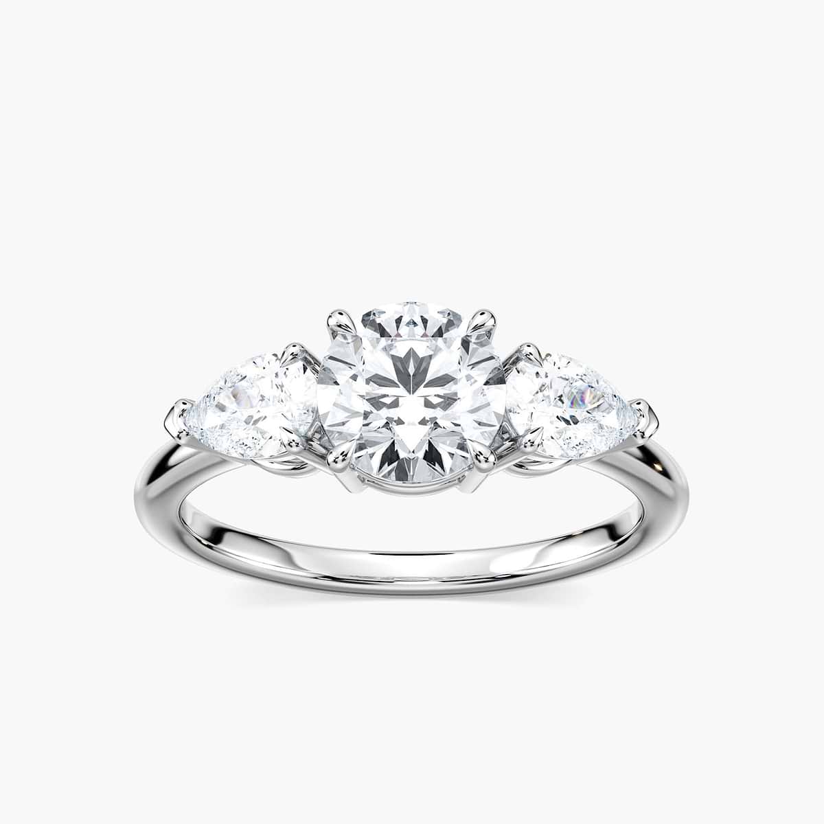 Emery Three Stone Engagement Ring - Round Cut 1.27ct Lab Grown Diamond (RTS)