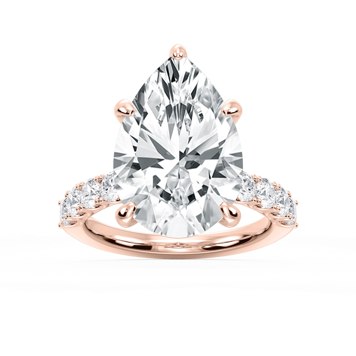Erica 12 ⁷⁄₈ ctw Pear Lab Grown Diamond U-Prong Side Stone Engagement Ring – Signature Collection