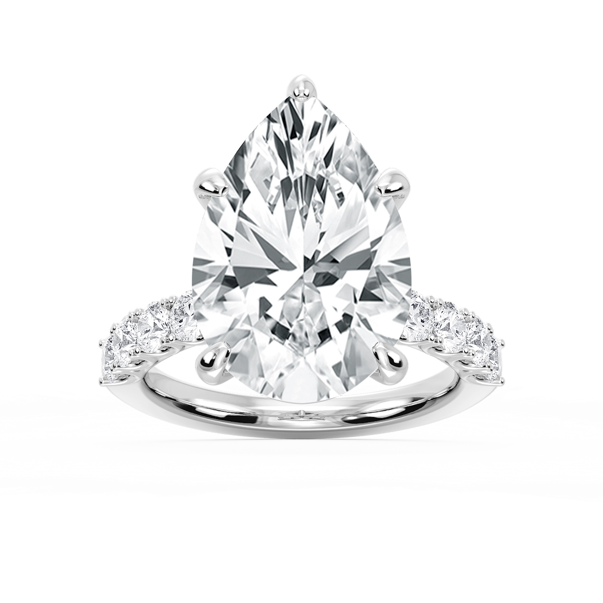 Erica 12 ⁷⁄₈ ctw Pear Lab Grown Diamond U-Prong Side Stone Engagement Ring – Signature Collection