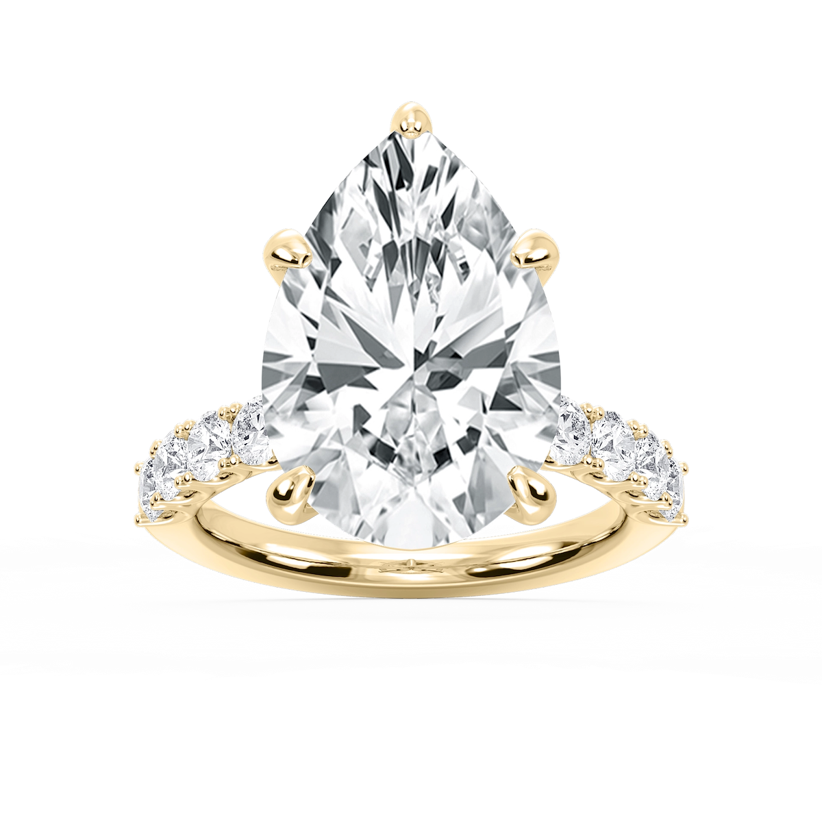 Erica 12 ⁷⁄₈ ctw Pear Lab Grown Diamond U-Prong Side Stone Engagement Ring – Signature Collection
