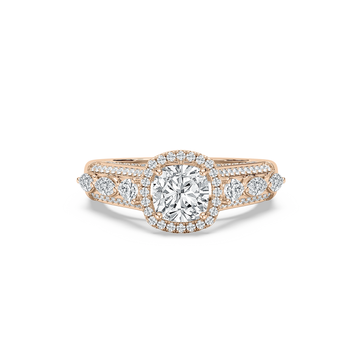Fable 2 ³⁄₄ ctw Cushion Lab Grown Diamond Ornate Halo Engagement Ring