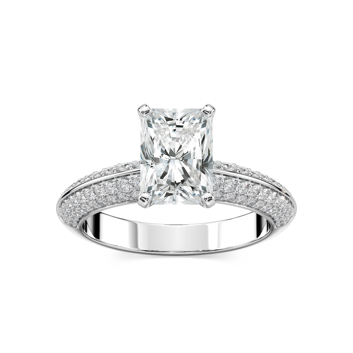 Lila Marquise Lab Grown Diamond Pavé Knife Edge Side Stone Engagement Ring