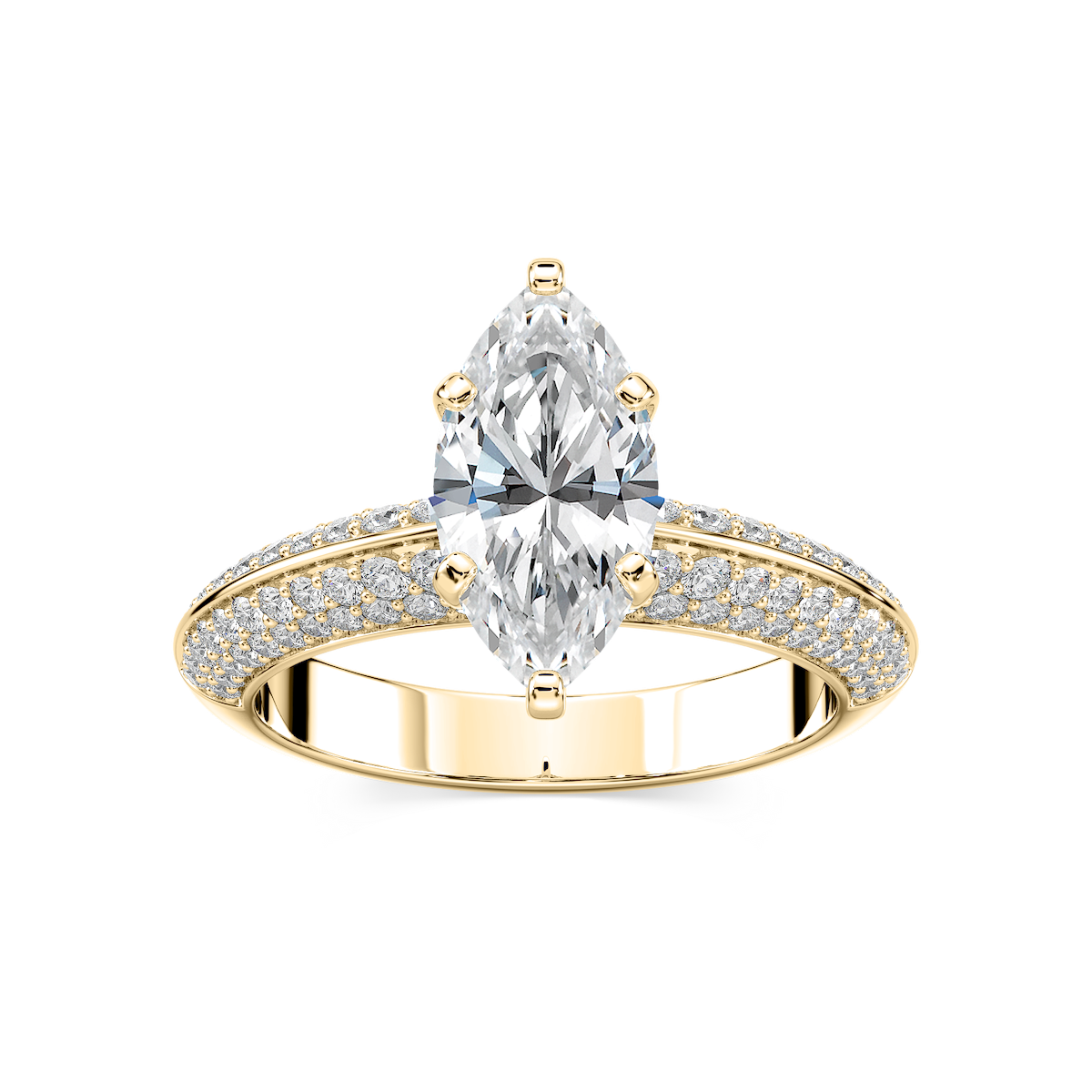 Lila Marquise Lab Grown Diamond Pavé Knife Edge Side Stone Engagement Ring