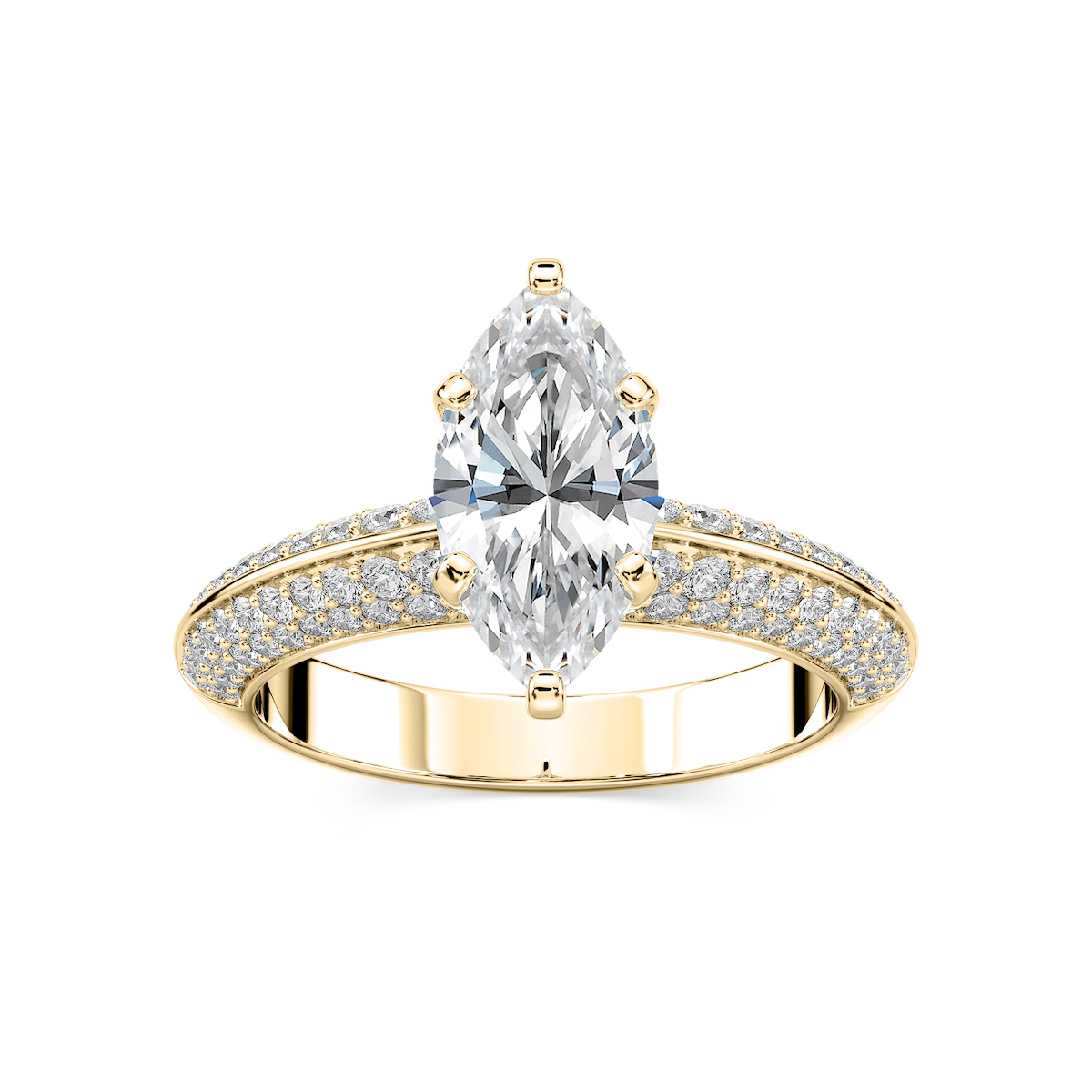 Lila Marquise Lab Grown Diamond Pavé Knife Edge Side Stone Engagement Ring