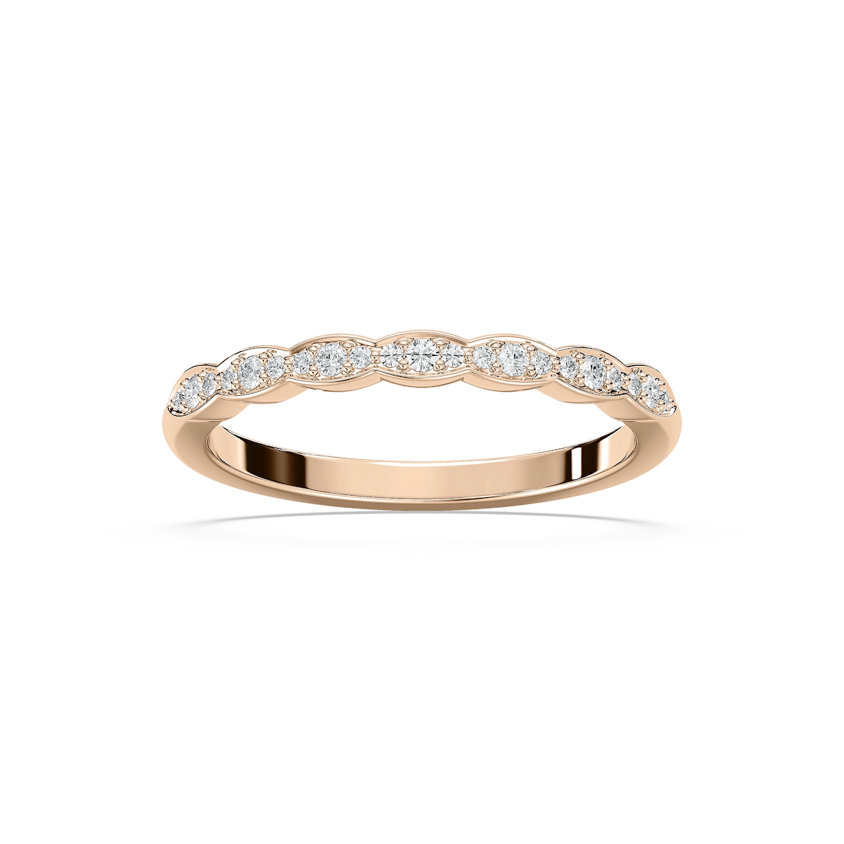 Gaia 1/8 ctw Round Lab Grown Diamond Scalloped Stackable Band