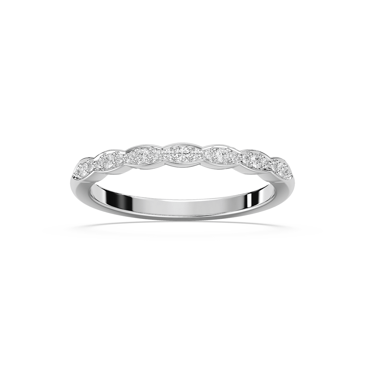 Gaia 1/8 ctw Round Lab Grown Diamond Scalloped Stackable Band