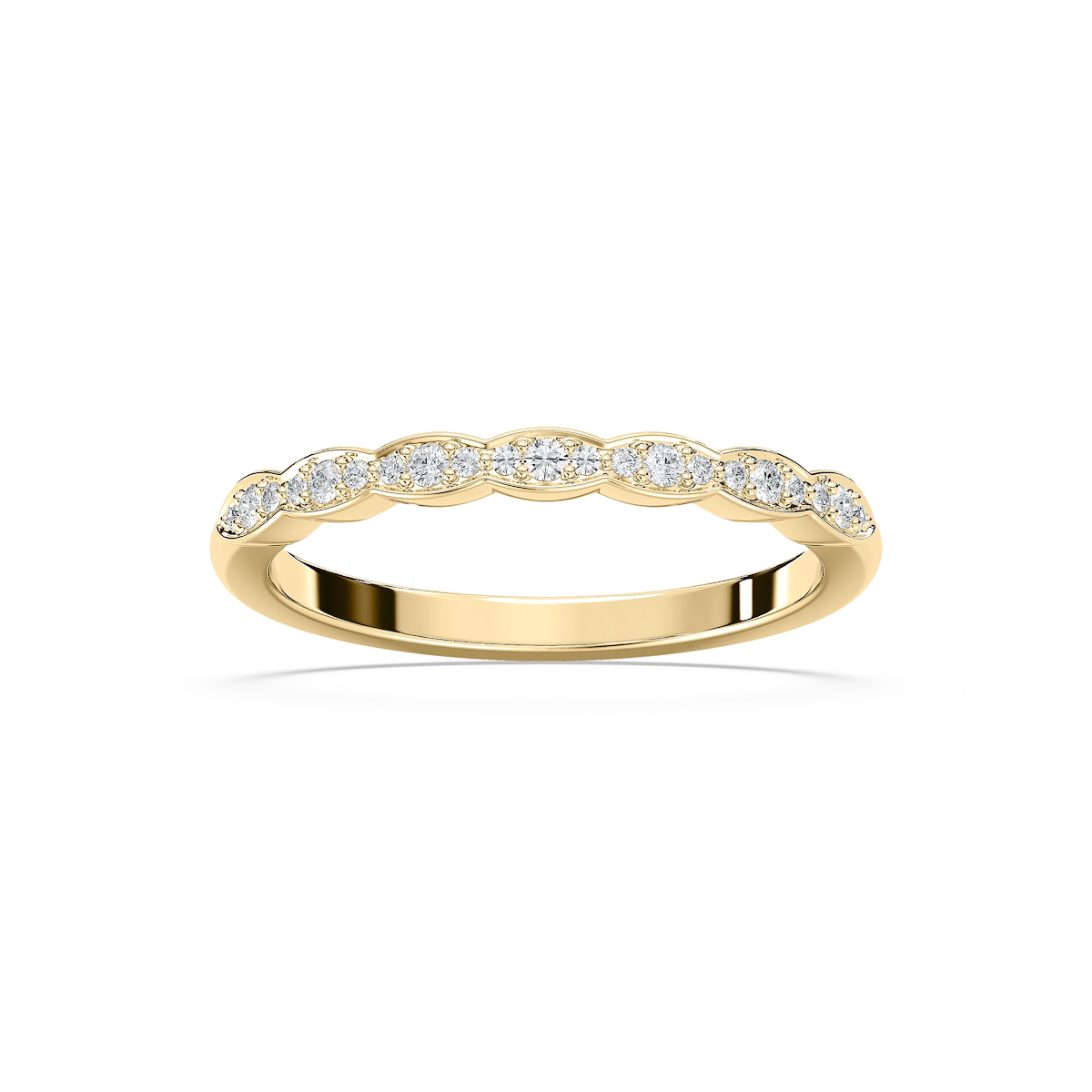 Gaia 1/8 ctw Round Lab Grown Diamond Scalloped Stackable Band