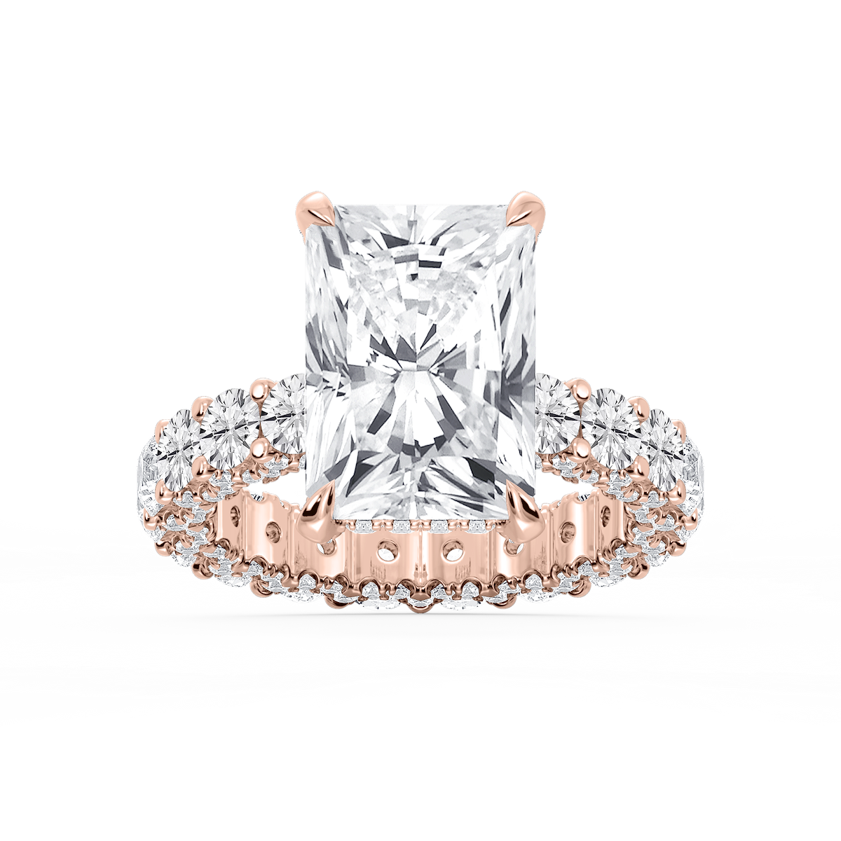 Giselle Radiant Lab Grown Diamond Pave Eternity Hidden Halo Engagement Ring