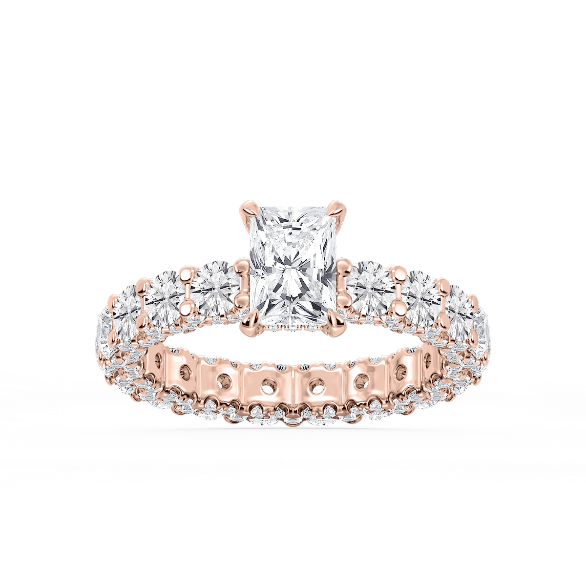 Giselle Radiant Lab Grown Diamond Pave Eternity Hidden Halo Engagement Ring