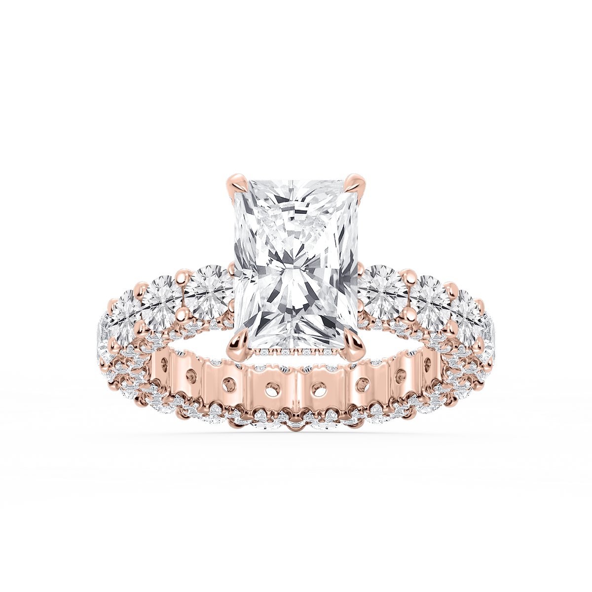 Giselle Radiant Lab Grown Diamond Pave Eternity Hidden Halo Engagement Ring