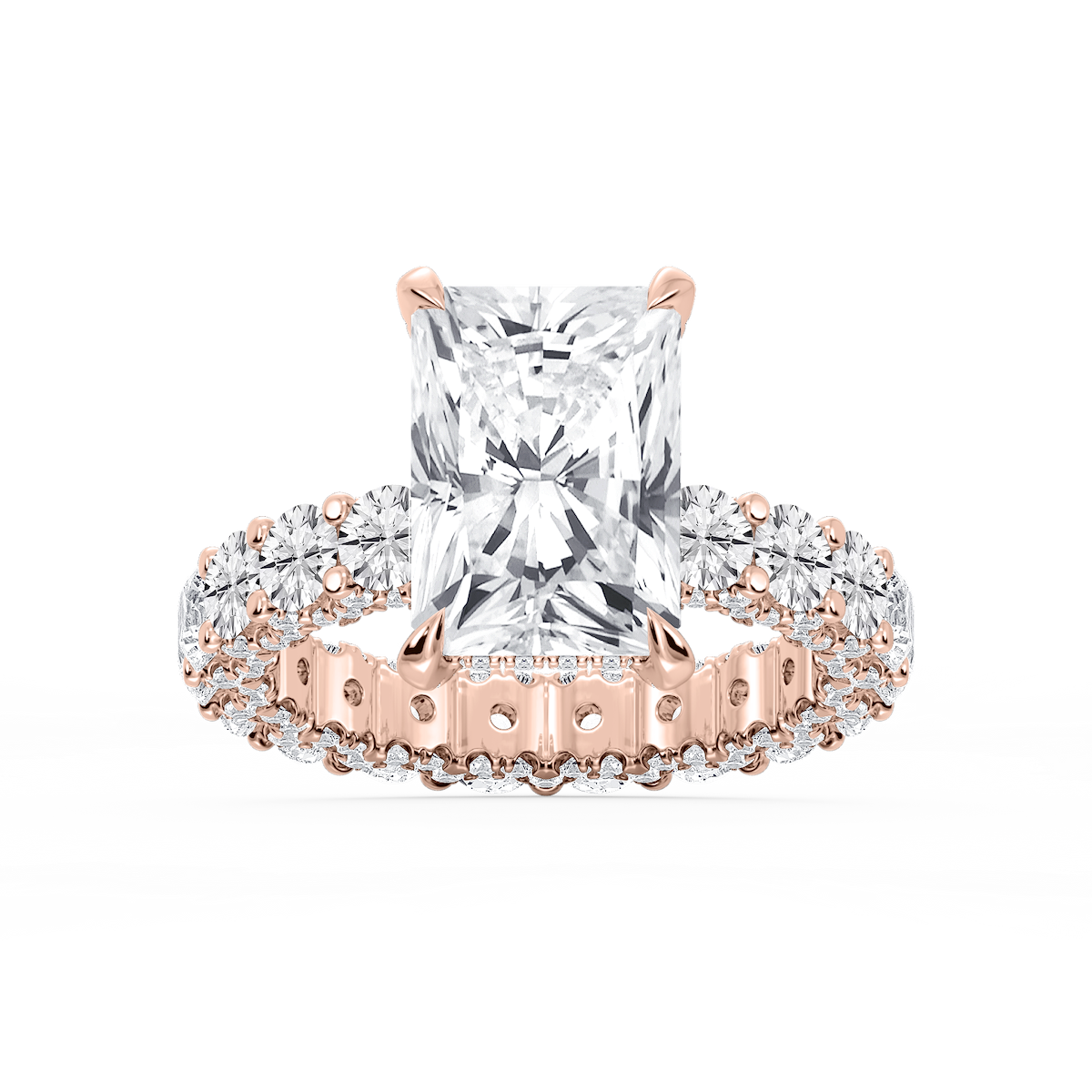 Giselle Radiant Lab Grown Diamond Pave Eternity Hidden Halo Engagement Ring