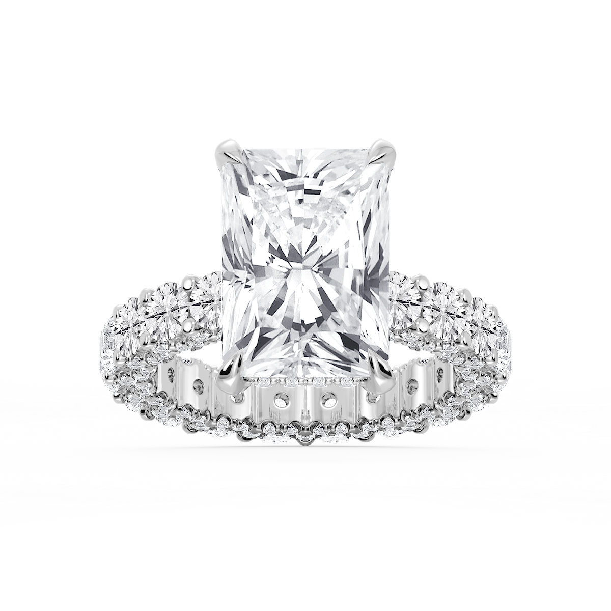 Giselle Radiant Lab Grown Diamond Pave Eternity Hidden Halo Engagement Ring