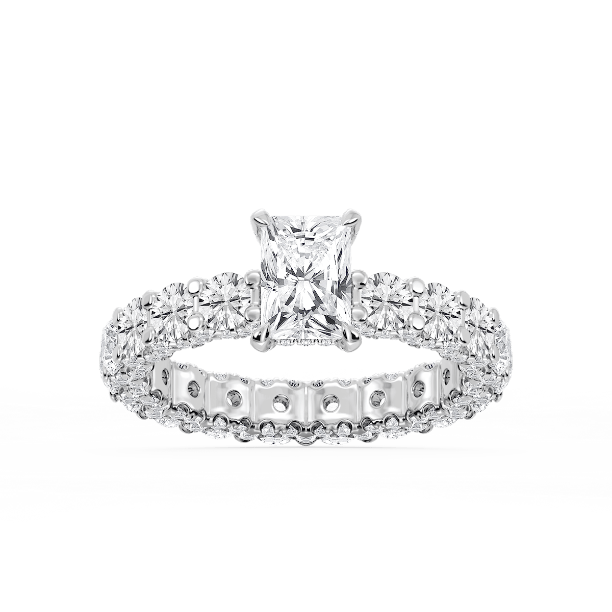 Giselle Radiant Lab Grown Diamond Pave Eternity Hidden Halo Engagement Ring