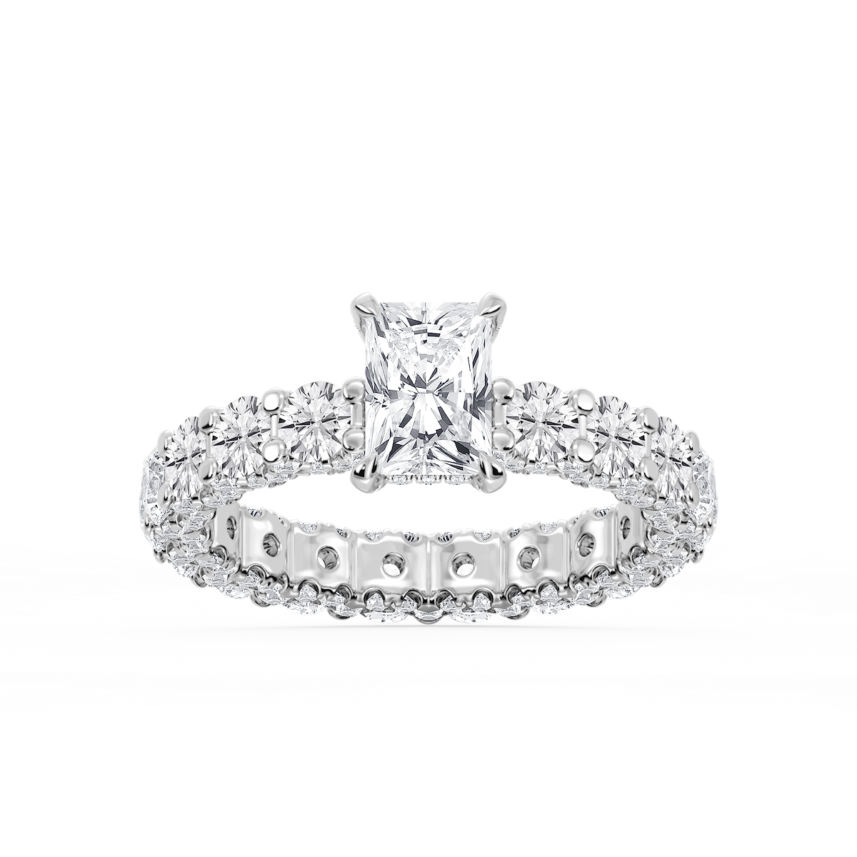 Giselle Radiant Lab Grown Diamond Pave Eternity Hidden Halo Engagement Ring