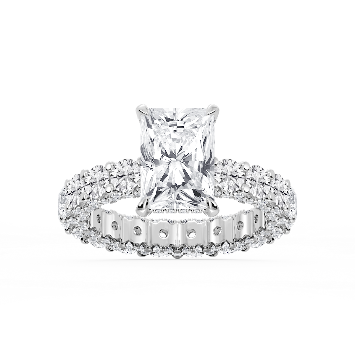 Giselle Radiant Lab Grown Diamond Pave Eternity Hidden Halo Engagement Ring