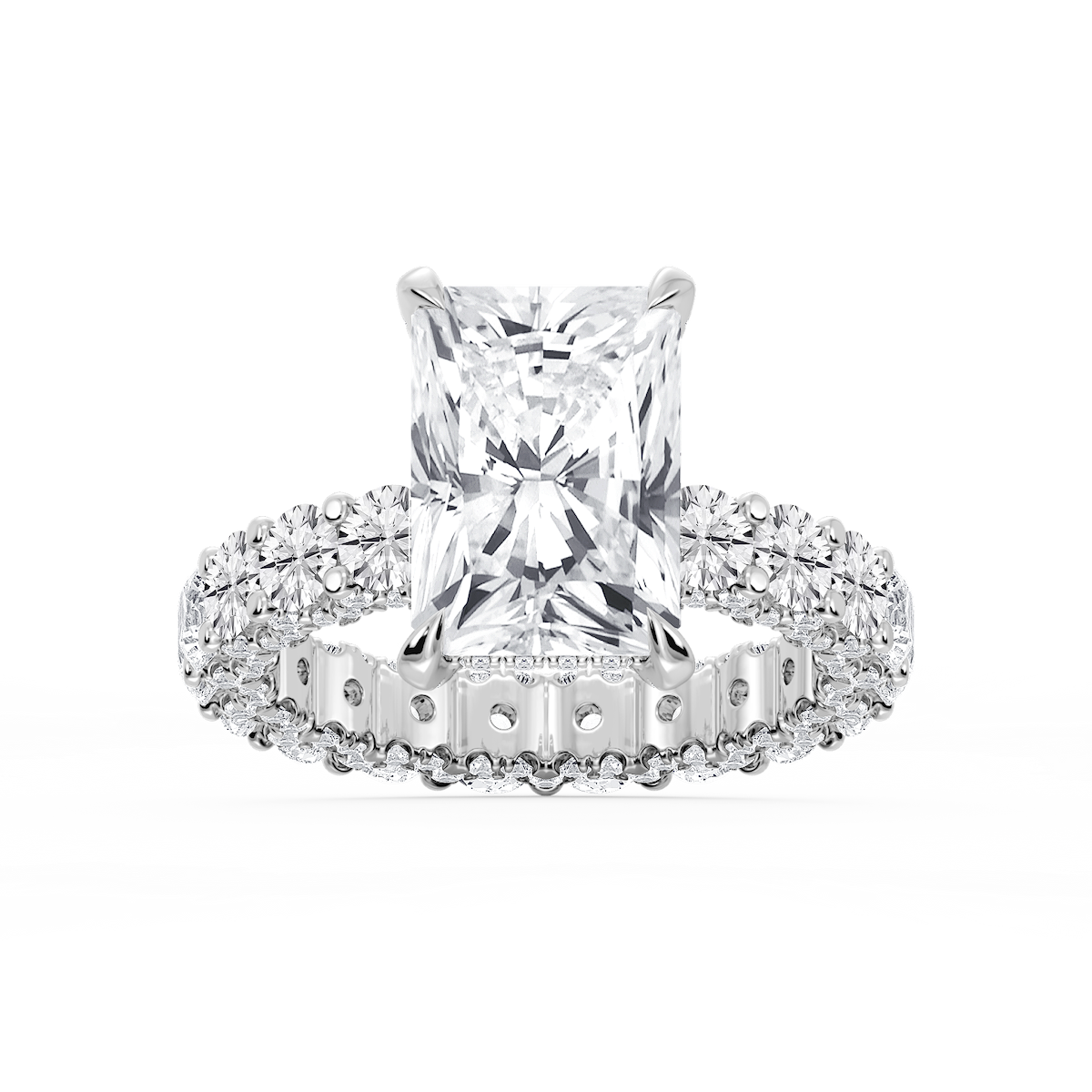 Giselle Radiant Lab Grown Diamond Pave Eternity Hidden Halo Engagement Ring