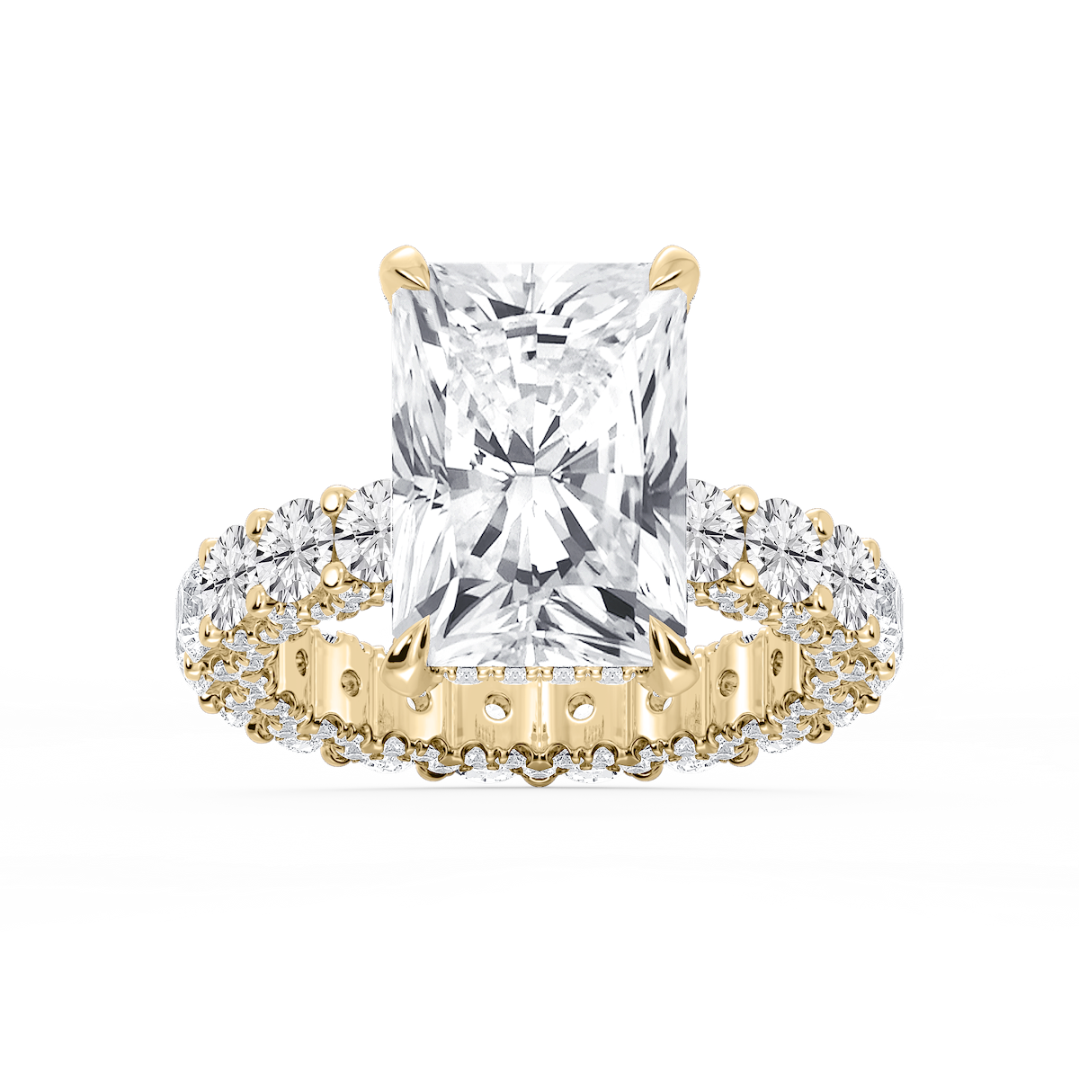 Giselle Radiant Lab Grown Diamond Pave Eternity Hidden Halo Engagement Ring