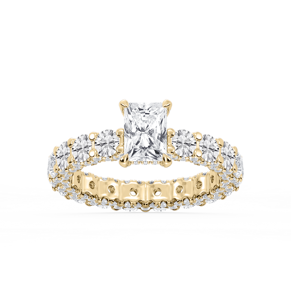 Giselle Radiant Lab Grown Diamond Pave Eternity Hidden Halo Engagement Ring