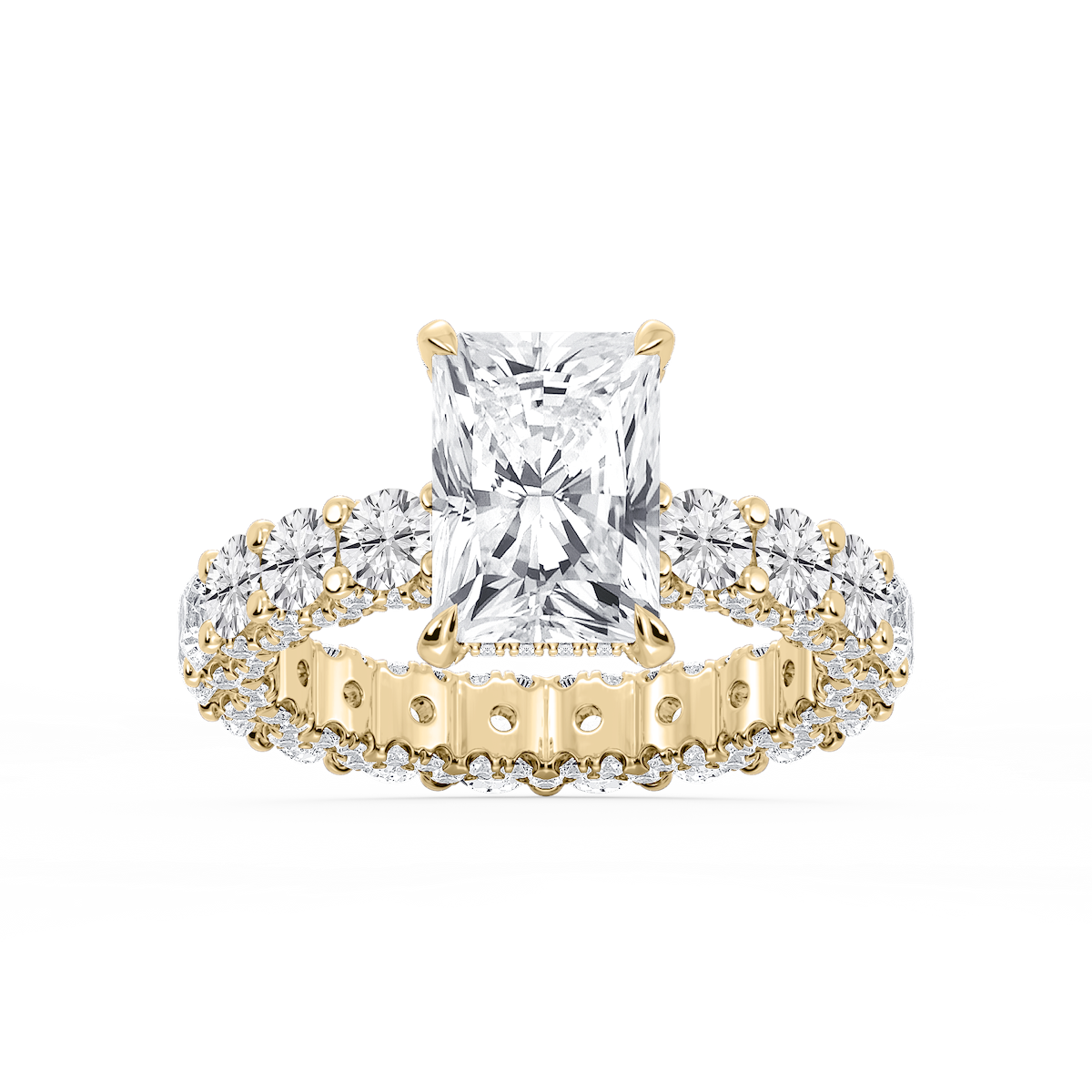 Giselle Radiant Lab Grown Diamond Pave Eternity Hidden Halo Engagement Ring