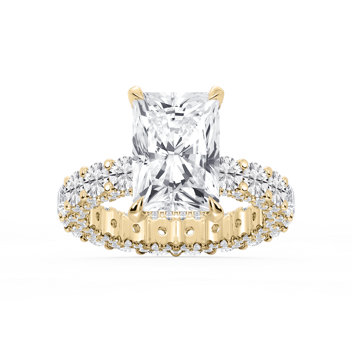 Giselle Radiant Lab Grown Diamond Pave Eternity Hidden Halo Engagement Ring