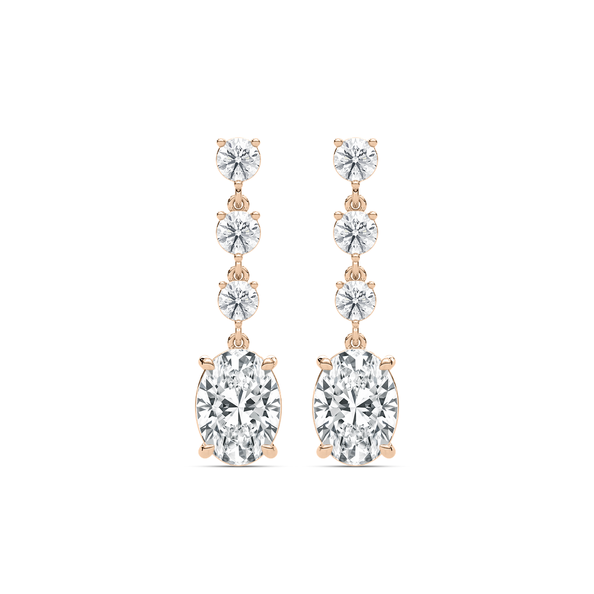 Graduated Round and Oval Drop Earrings