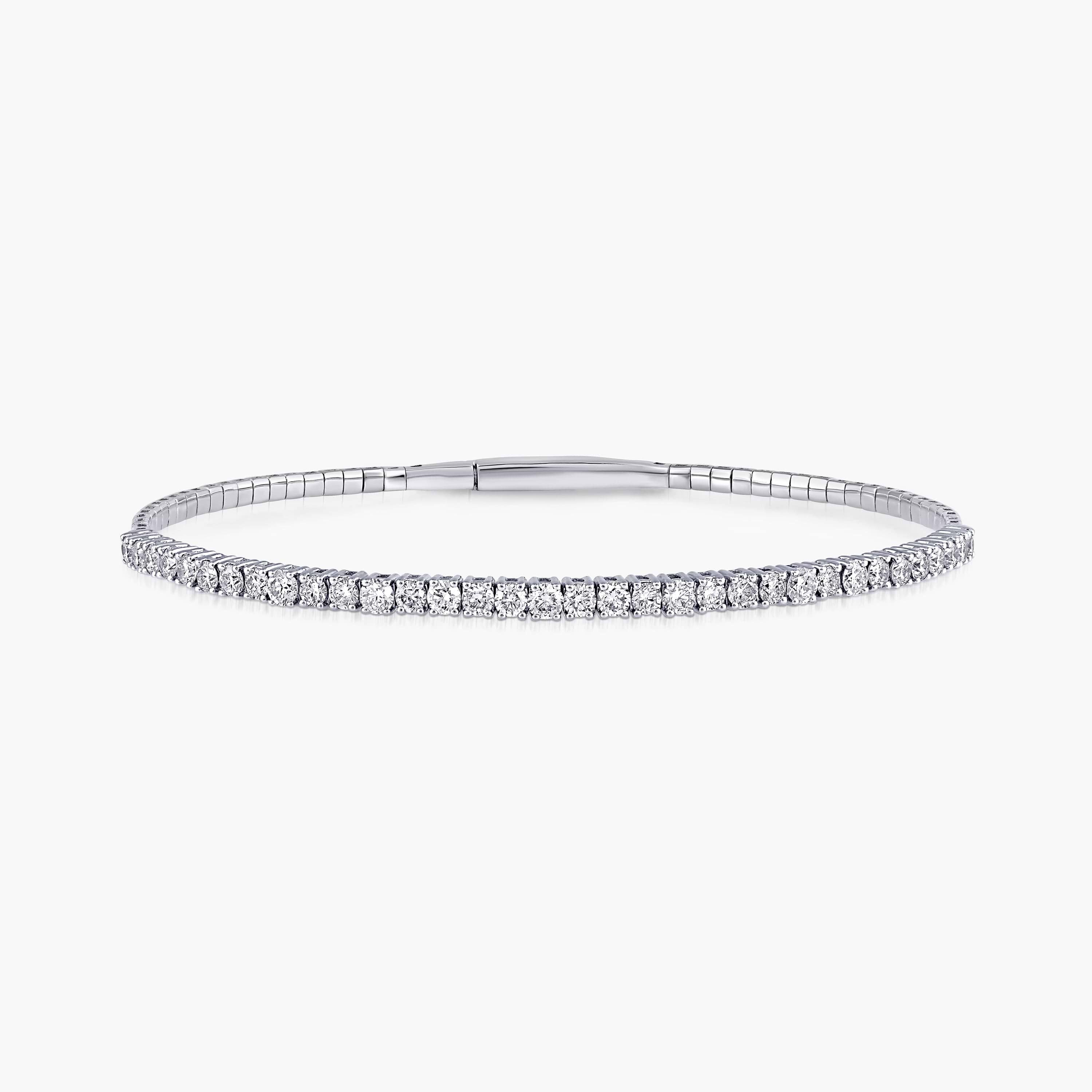 Round Lab Grown Diamond Flexible Bangle Bracelet - 7 Inches - MiaDonna
