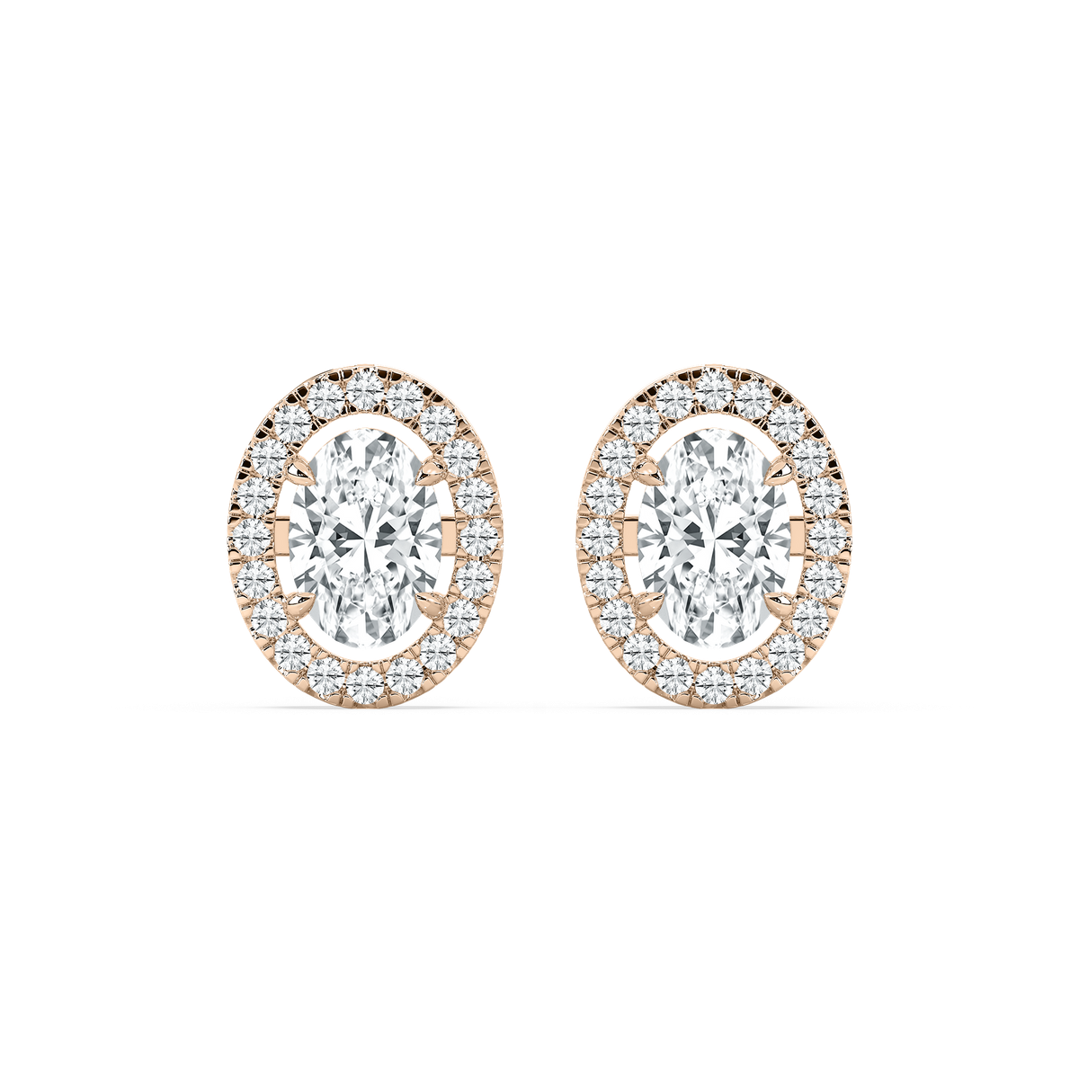 Halo Oval Stud Earrings