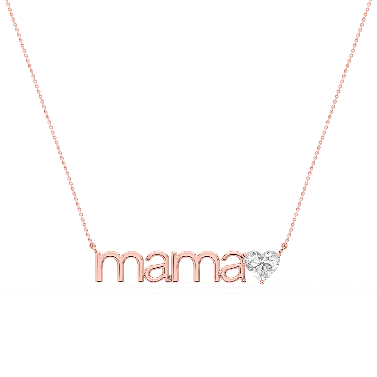 Heart Lab Grown Diamond Mama Solitaire Pendant - 16 to 18 Inches