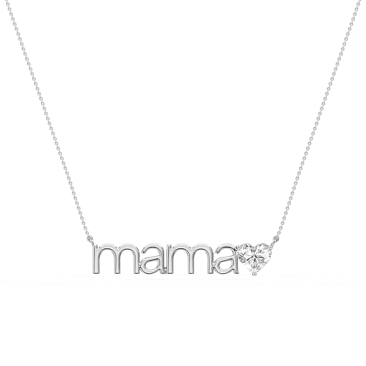 Heart Lab Grown Diamond Mama Solitaire Pendant - 16 to 18 Inches