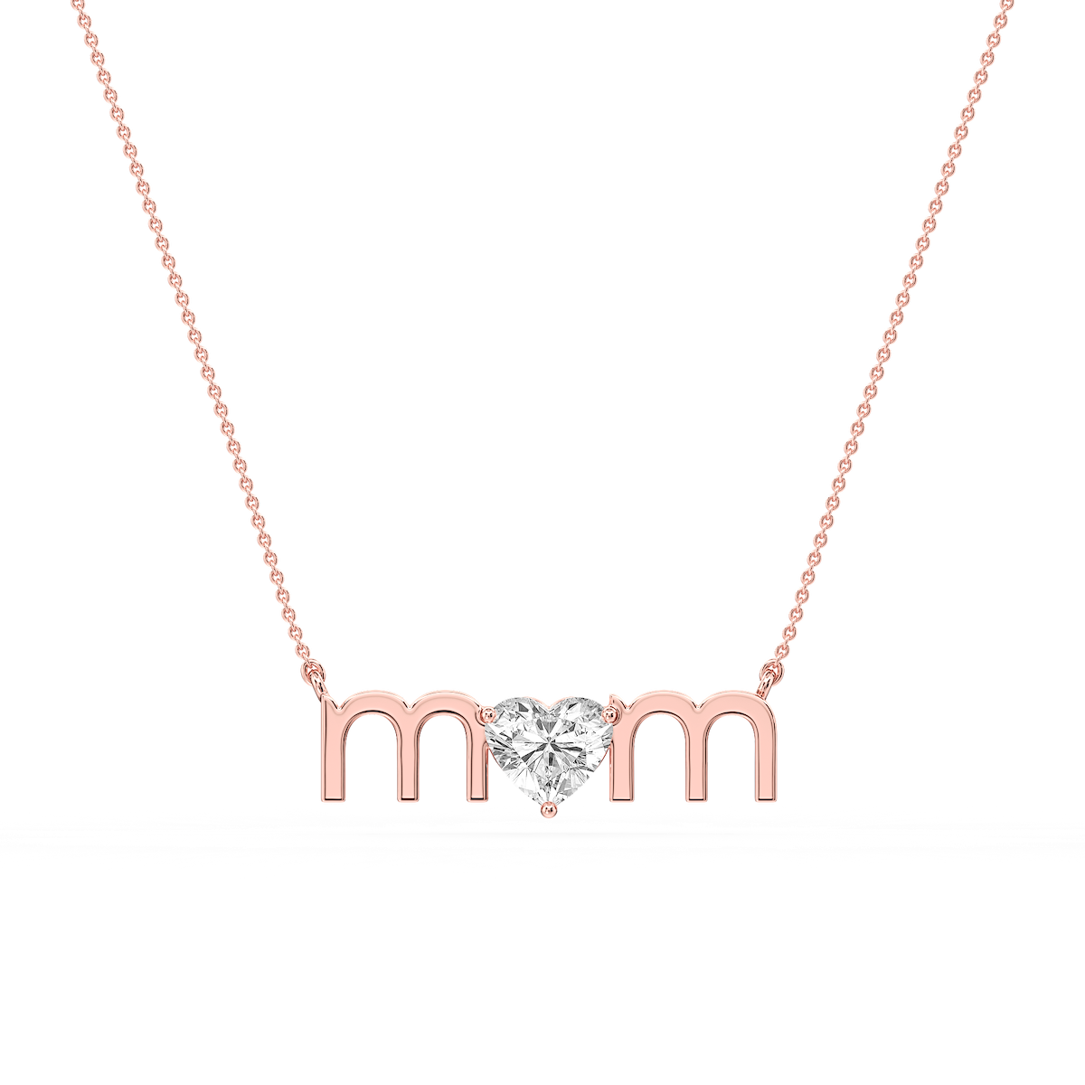 Heart Lab Grown Diamond Mom Solitaire Pendant - 16 to 18 Inches