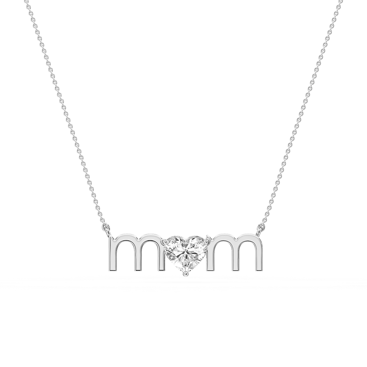 Heart Lab Grown Diamond Mom Solitaire Pendant - 16 to 18 Inches