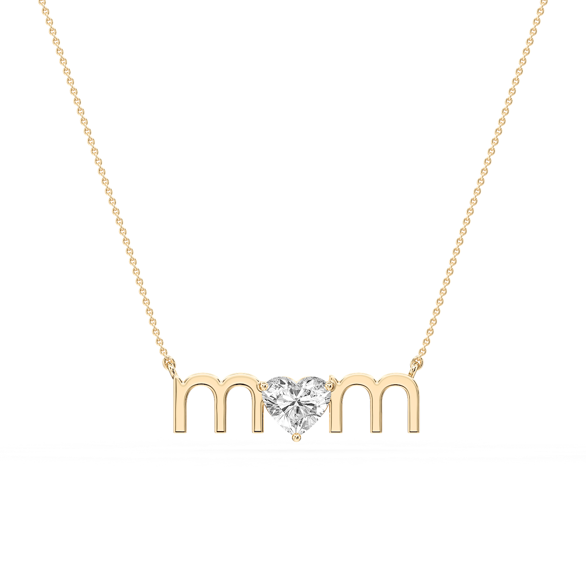 Heart Lab Grown Diamond Mom Solitaire Pendant - 16 to 18 Inches