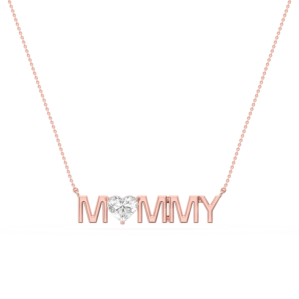 Heart Lab Grown Diamond Mommy Solitaire Pendant - 16 to 18 Inches